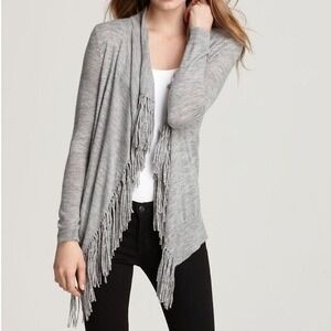 Rebecca‎ Taylor Gray Fringe Draped Sweater Cardigan